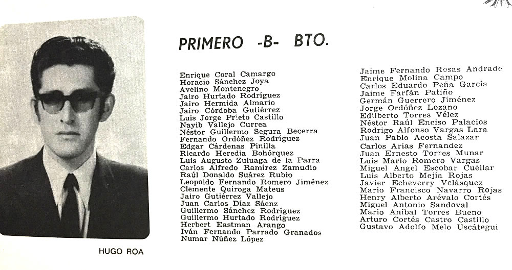 Anuario 1970 - Lista de alumnos Primero B