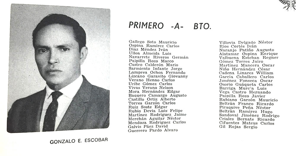 Anuario 1970 - Lista de alumnos Primero A