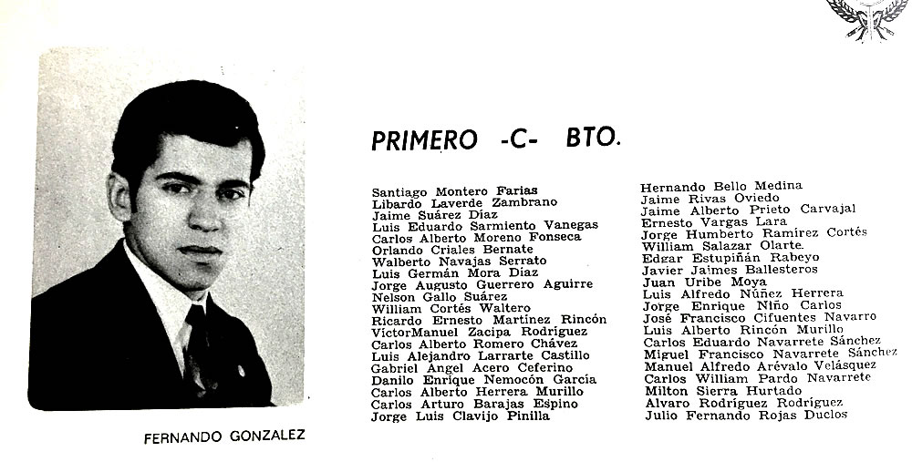 Anuario 1970 - Lista de alumnos Primero C